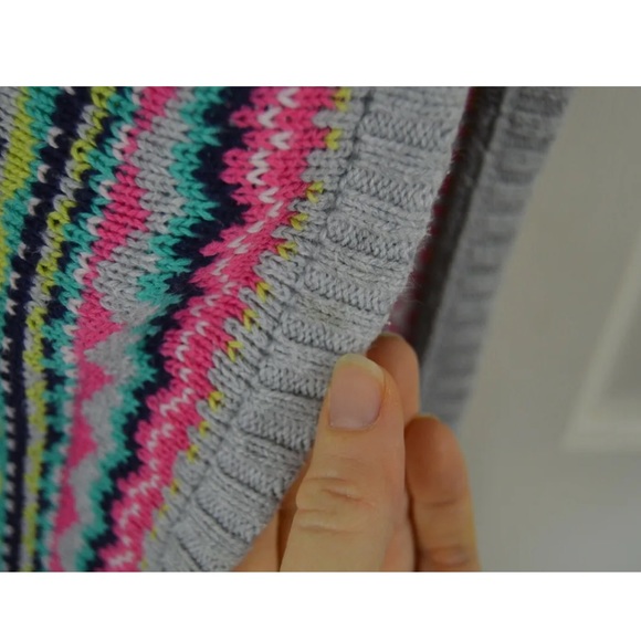 Carter's Sweater Knit Fair Isle Baby Girl Blanket Gray Pink White Teal - Picture 3 of 7